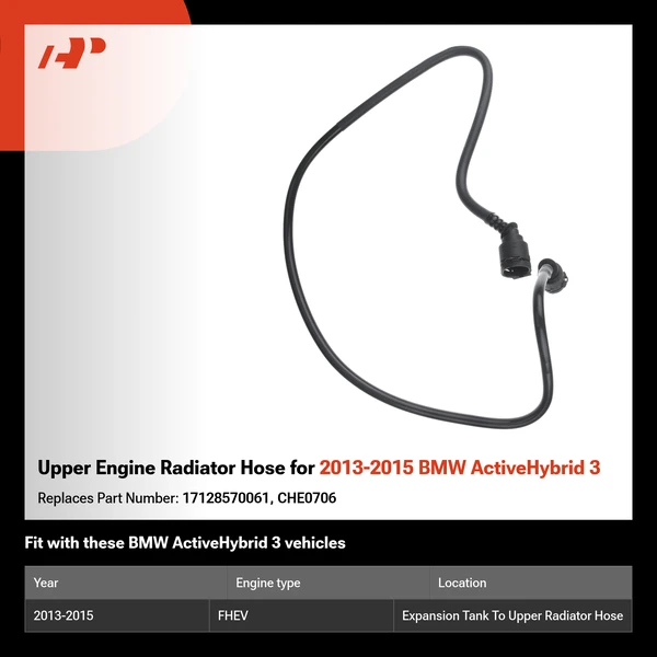 Upper Engine Radiator Hose for 2013-2015 BMW ActiveHybrid 3