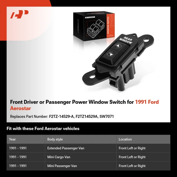 Front Driver or Passenger Power Window Switch for 1991 Ford Aerostar