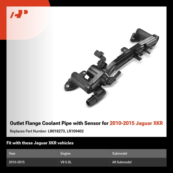 Outlet Flange Coolant Pipe with Sensor for 2010-2015 Jaguar XKR