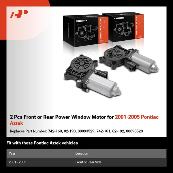 2 Pcs Front or Rear Power Window Motor for 2001-2005 Pontiac Aztek