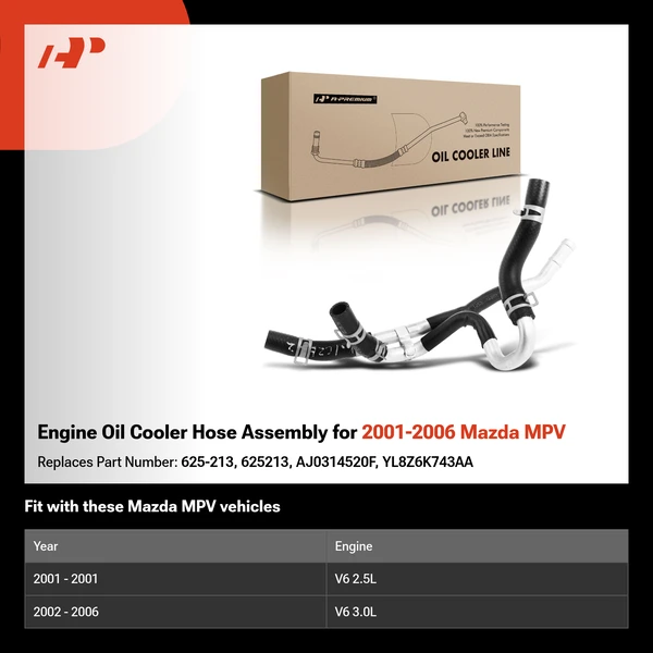 Engine Oil Cooler Hose Assembly for 2001-2006 Mazda MPV