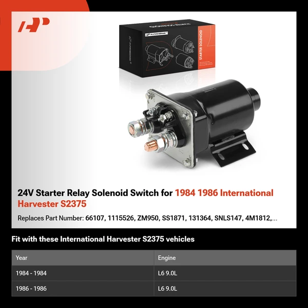 24V Starter Relay Solenoid Switch for 1984 1986 International Harvester S2375