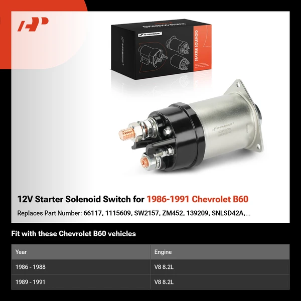 12V Starter Solenoid Switch for 1986-1991 Chevrolet B60