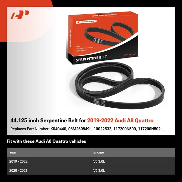 44.125 inch Serpentine Belt for 2019-2022 Audi A8 Quattro