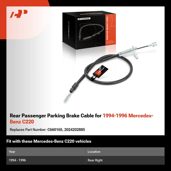 Rear Passenger Parking Brake Cable for 1994-1996 Mercedes-Benz C220