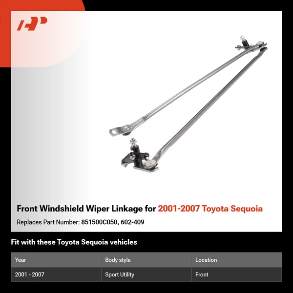Front Windshield Wiper Linkage for 2001-2007 Toyota Sequoia