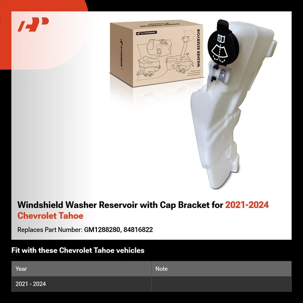 Windshield Washer Reservoir with Cap Bracket for 2021-2024 Chevrolet Tahoe