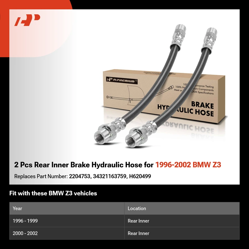 2 Pcs Rear Inner Brake Hydraulic Hose for 1996-2002 BMW Z3