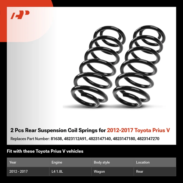 2 Pcs Rear Suspension Coil Springs for 2012-2017 Toyota Prius V