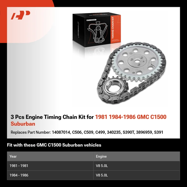 3 Pcs Engine Timing Chain Kit for 1981 1984-1986 GMC C1500 Suburban