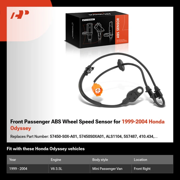 Front Passenger ABS Wheel Speed Sensor for 1999-2004 Honda Odyssey