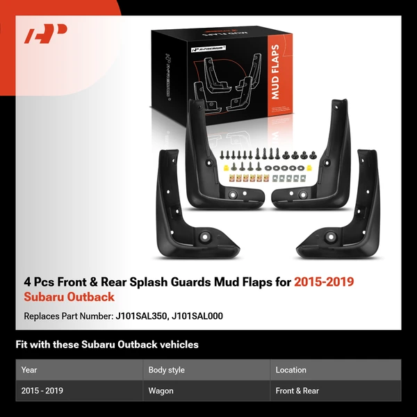 4 Pcs Front & Rear Splash Guards Mud Flaps for 2015-2019 Subaru Outback