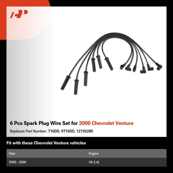 6 Pcs Spark Plug Wire Set for 2000 Chevrolet Venture
