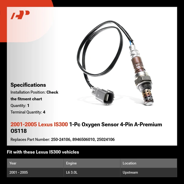 2001-2005 Lexus IS300 1-Pc Oxygen Sensor 4-Pin A-Premium OS118