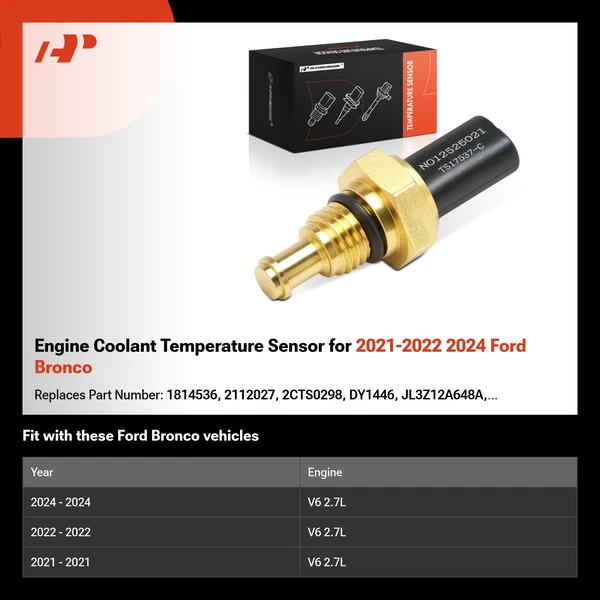 Engine Coolant Temperature Sensor for 2021-2022 2024 Ford Bronco