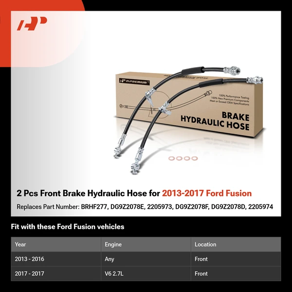 2 Pcs Front Brake Hydraulic Hose for 2013-2017 Ford Fusion