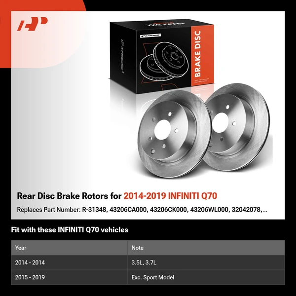 Rear Disc Brake Rotors for 2014-2019 INFINITI Q70