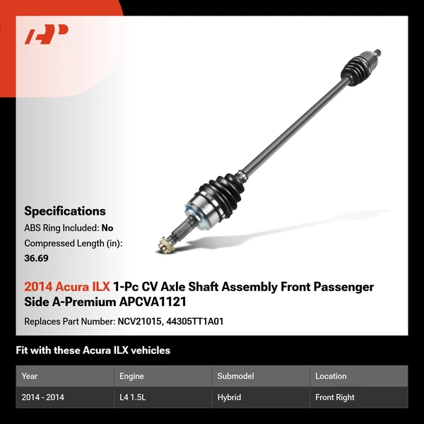 2014 Acura ILX 1-Pc CV Axle Shaft Assembly Front Passenger Side A-Premium APCVA1121