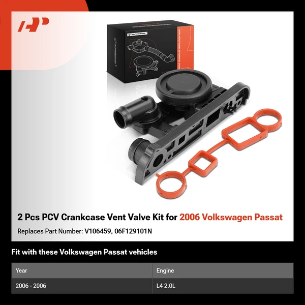 2 Pcs PCV Crankcase Vent Valve Kit for 2006 Volkswagen Passat