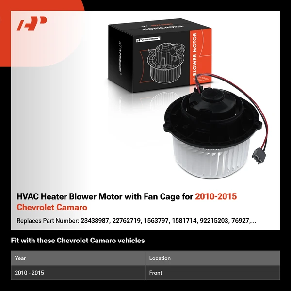 HVAC Heater Blower Motor with Fan Cage for 2010-2015 Chevrolet Camaro
