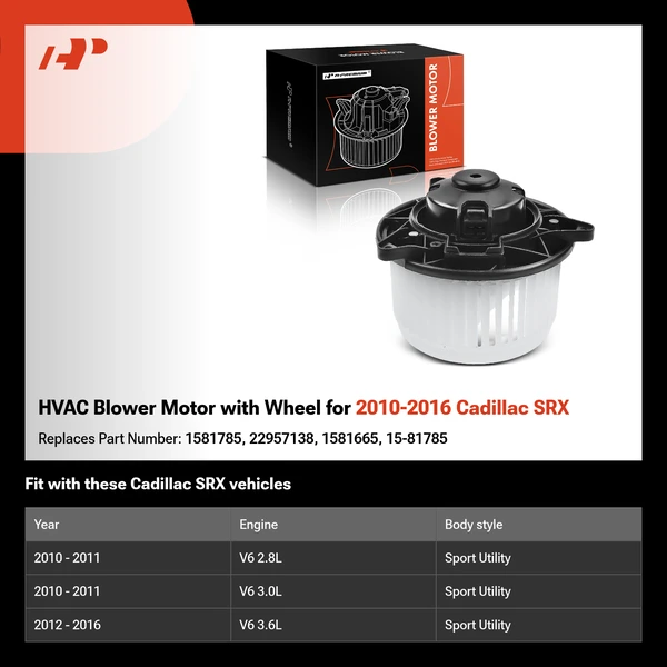 HVAC Blower Motor with Wheel for 2010-2016 Cadillac SRX