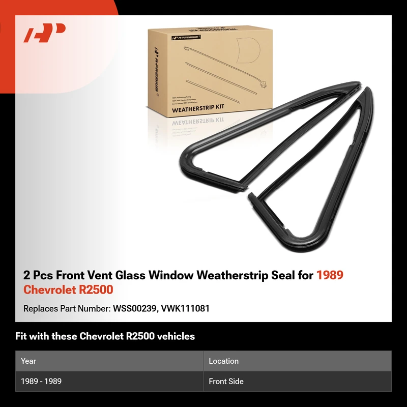 2 Pcs Front Vent Glass Window Weatherstrip Seal for 1989 Chevrolet R2500