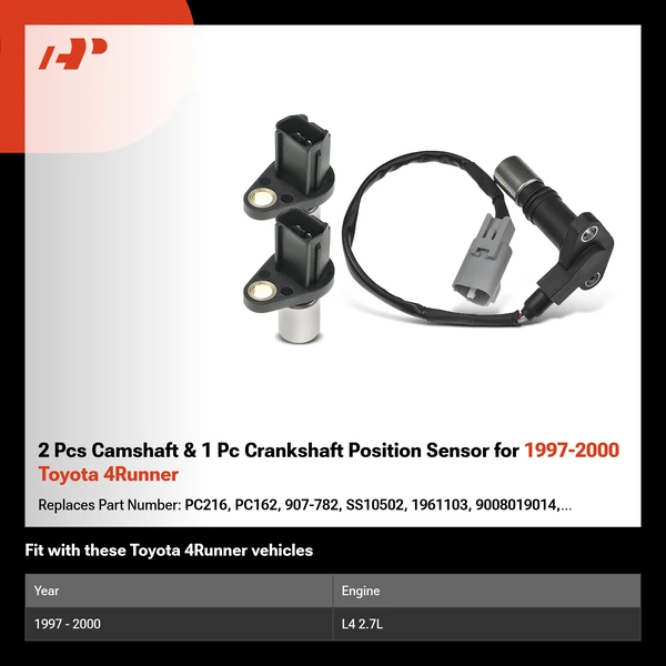 2 Pcs Camshaft & 1 Pc Crankshaft Position Sensor for 1997-2000 Toyota 4Runner