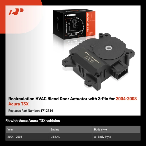 Recirculation HVAC Blend Door Actuator with 3-Pin for 2004-2008 Acura TSX