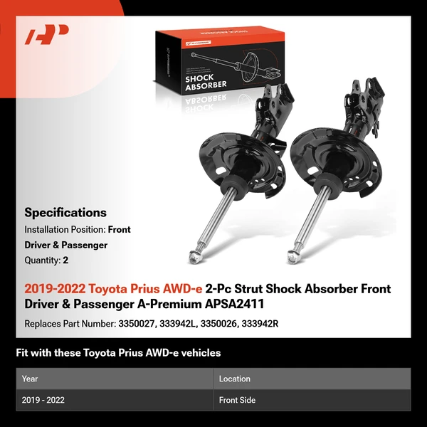 2019-2022 Toyota Prius AWD-e 2-Pc Strut Shock Absorber Front Driver & Passenger A-Premium APSA2411