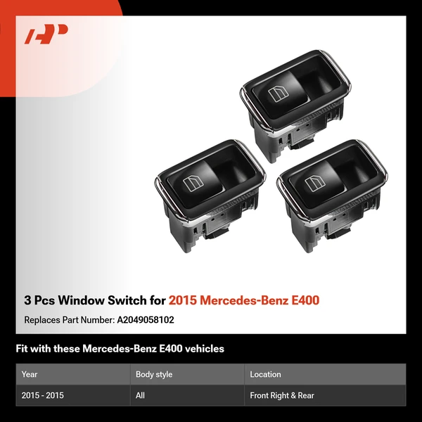 3 Pcs Window Switch for 2015 Mercedes-Benz E400