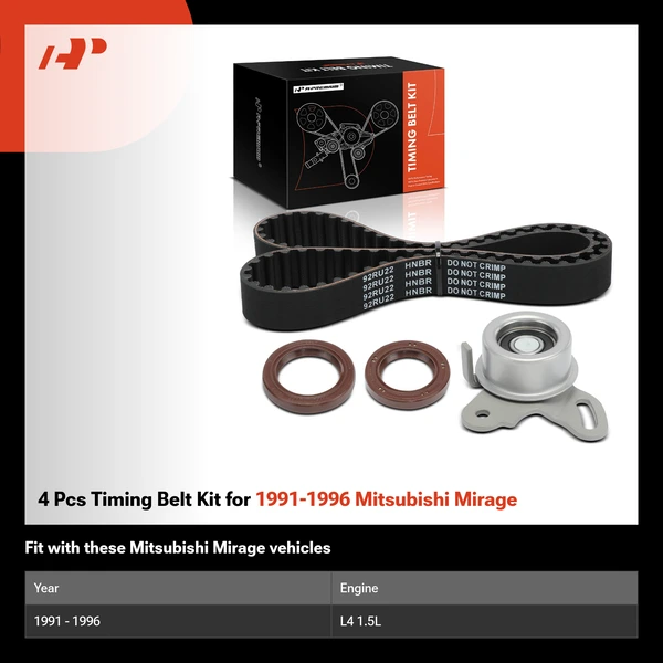 4 Pcs Timing Belt Kit for 1991-1996 Mitsubishi Mirage