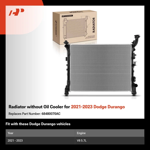Radiator without Oil Cooler for 2021-2023 Dodge Durango