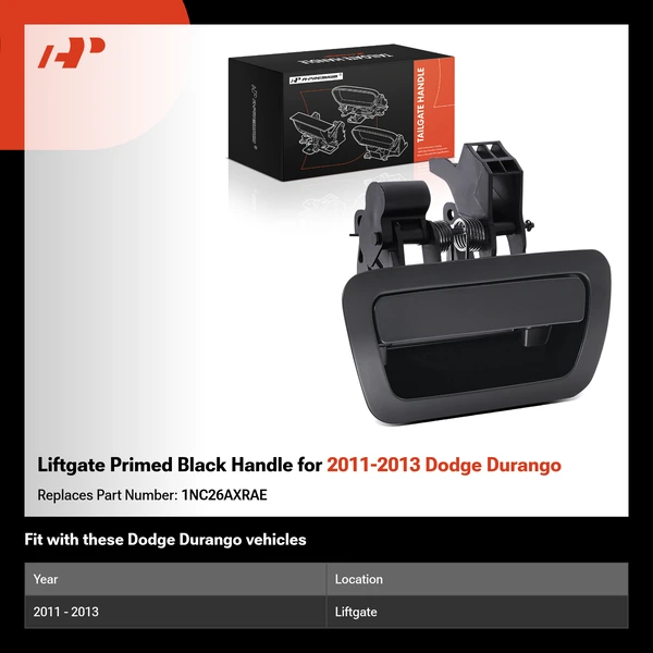 Liftgate Primed Black Handle for 2011-2013 Dodge Durango
