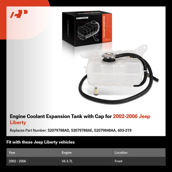 Engine Coolant Expansion Tank with Cap for 2002-2006 Jeep Liberty