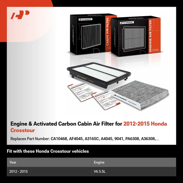 Engine & Activated Carbon Cabin Air Filter for 2012-2015 Honda Crosstour