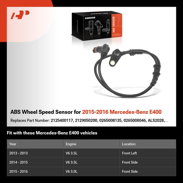 ABS Wheel Speed Sensor for 2015-2016 Mercedes-Benz E400