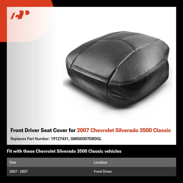 Front Driver Seat Cover for 2007 Chevrolet Silverado 3500 Classic