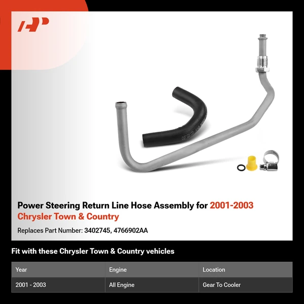 Power Steering Return Line Hose Assembly for 2001-2003 Chrysler Town & Country