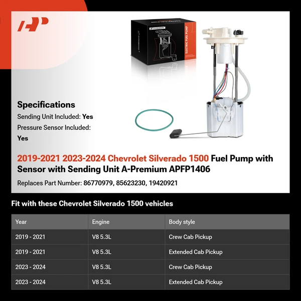 2019-2021 2023-2024 Chevrolet Silverado 1500 Fuel Pump with Sensor with Sending Unit A-Premium APFP1406
