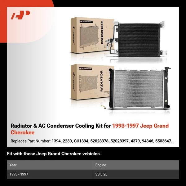 Radiator & AC Condenser Cooling Kit for 1993-1997 Jeep Grand Cherokee