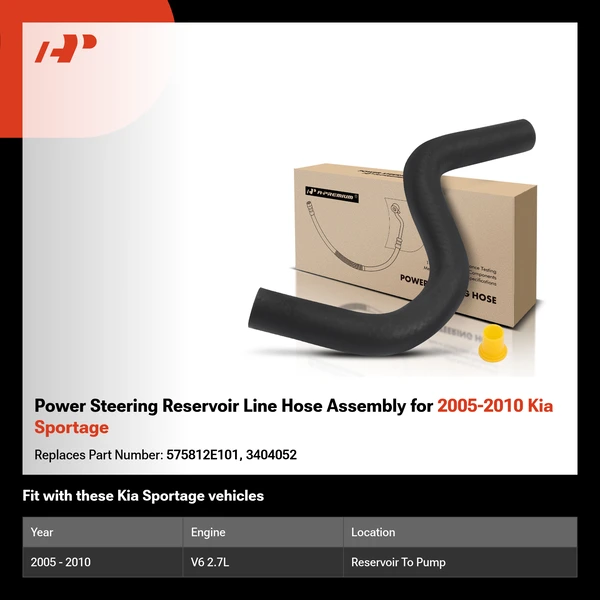 Power Steering Reservoir Line Hose Assembly for 2005-2010 Kia Sportage