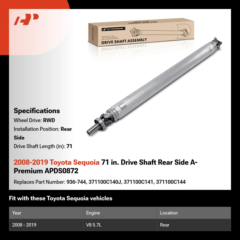 2008-2019 Toyota Sequoia 71 in. Drive Shaft Rear Side A-Premium APDS0872
