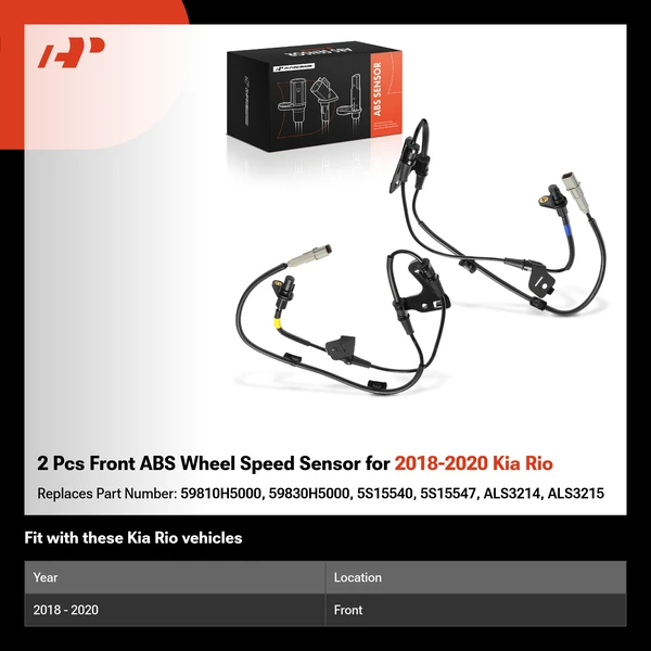 2 Pcs Front ABS Wheel Speed Sensor for 2018-2020 Kia Rio
