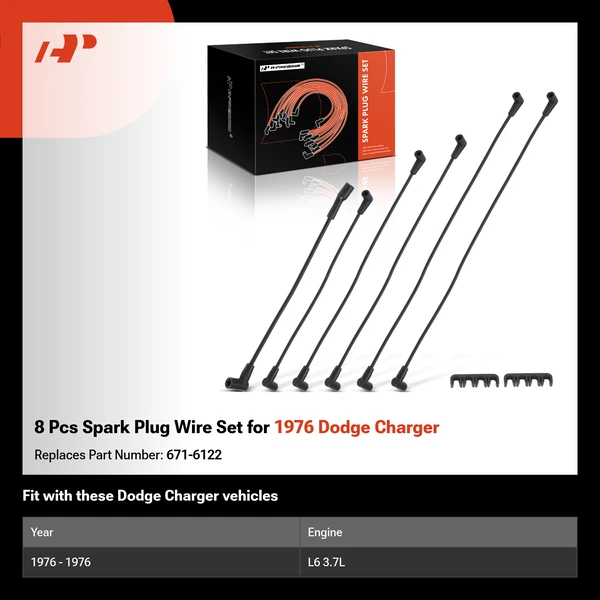 8 Pcs Spark Plug Wire Set for 1976 Dodge Charger