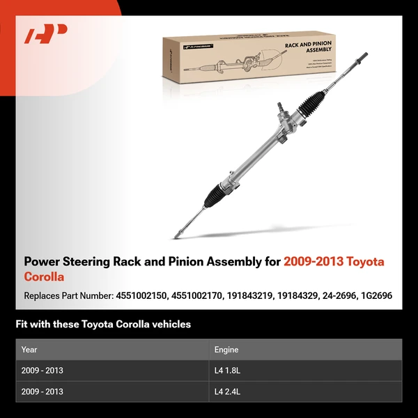 Power Steering Rack and Pinion Assembly for 2009-2013 Toyota Corolla