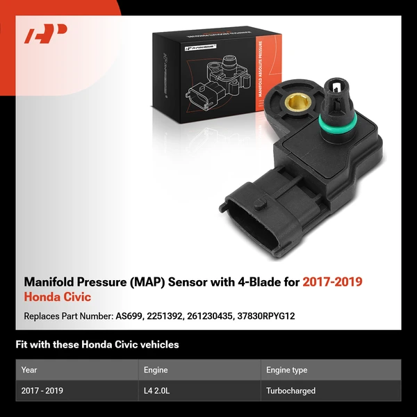 Manifold Pressure (MAP) Sensor with 4-Blade for 2017-2019 Honda Civic