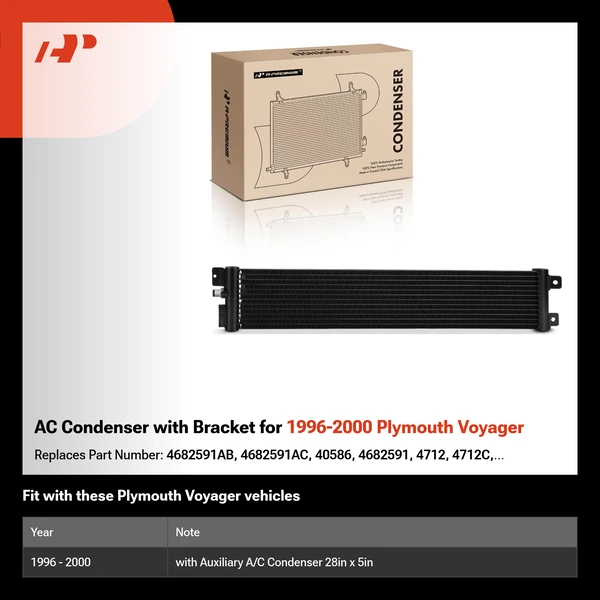 AC Condenser with Bracket for 1996-2000 Plymouth Voyager