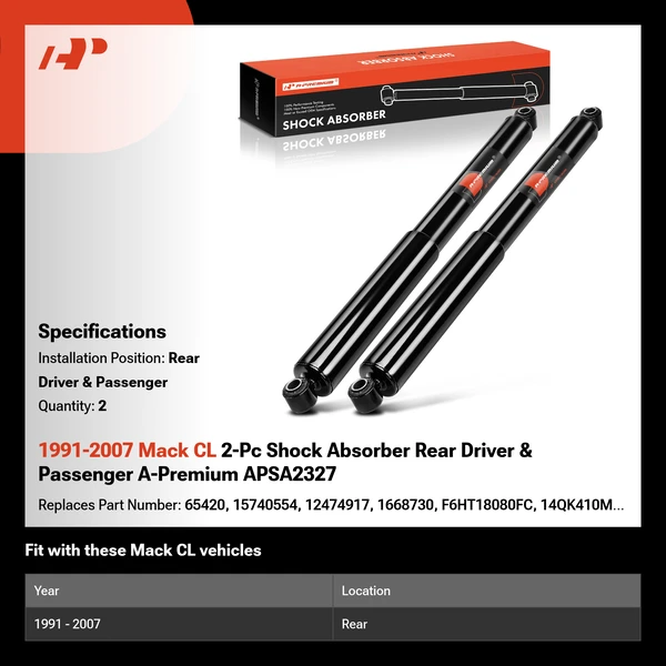 1991-2007 Mack CL 2-Pc Shock Absorber Rear Driver & Passenger A-Premium APSA2327