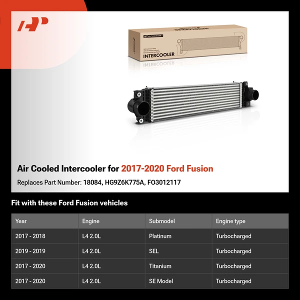 Air Cooled Intercooler for 2017-2020 Ford Fusion