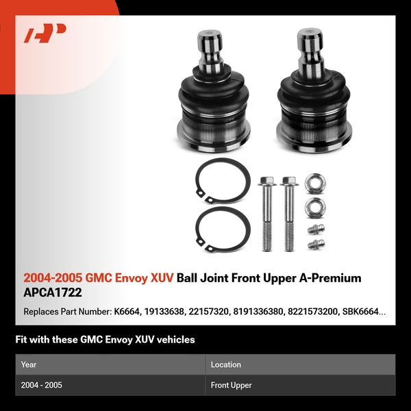 2004-2005 GMC Envoy XUV Ball Joint Front Upper A-Premium APCA1722